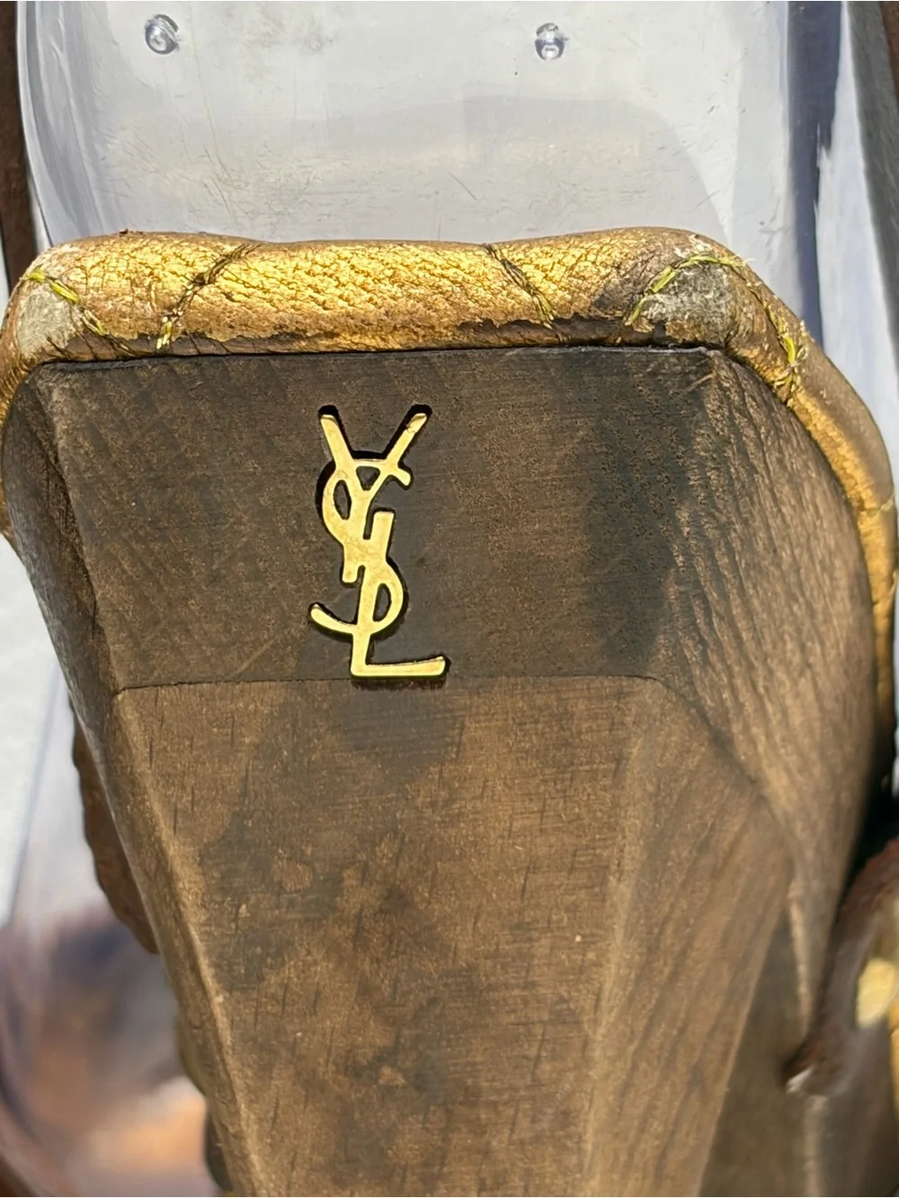 YSL Joan Ankle Strap Wooden Heels Size 36